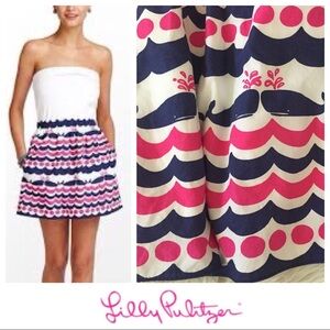 Lilly Pulitzer Pink and Blue Strapless Dress